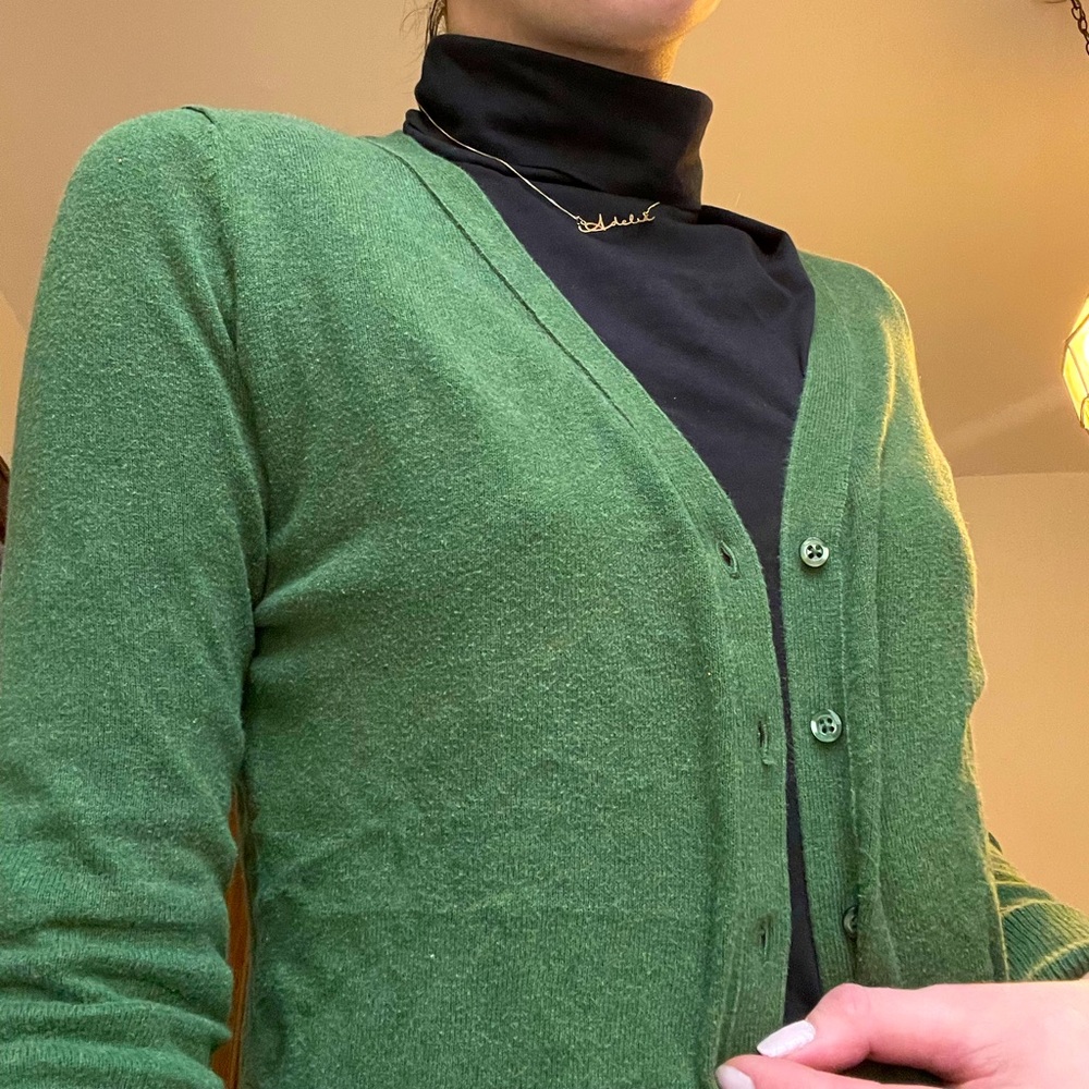 soft green cardigan